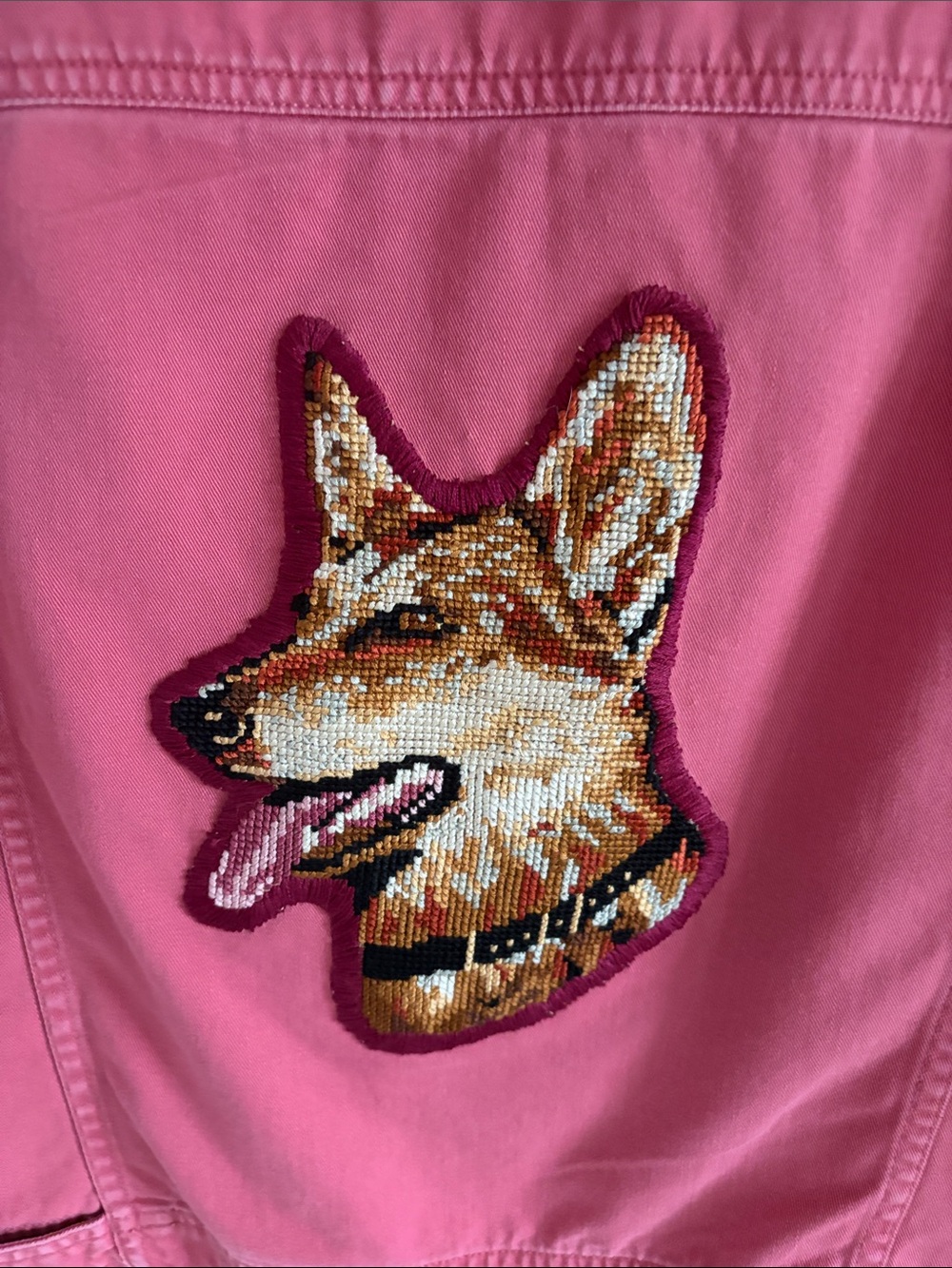 Vintage Pink Liz Claiborne Jacket with German Shepherd Needlepoint